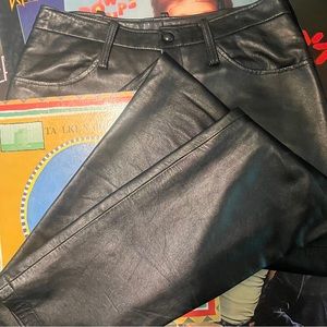 Vintage Anna Sui Black Leather Pants Size 8 90s Grunge Rock and Roll Authentic